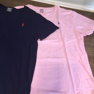 Men's Short Sleeve T's Polo Lot- Navy & Pink